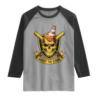 Funny Hoist The Cone Skull Raglan Shirt IYKYK Meme Gritty Victory Celebration Sports Fan
