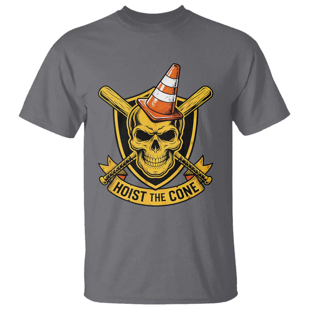 Funny Hoist The Cone Skull T Shirt IYKYK Meme Gritty Victory Celebration Sports Fan