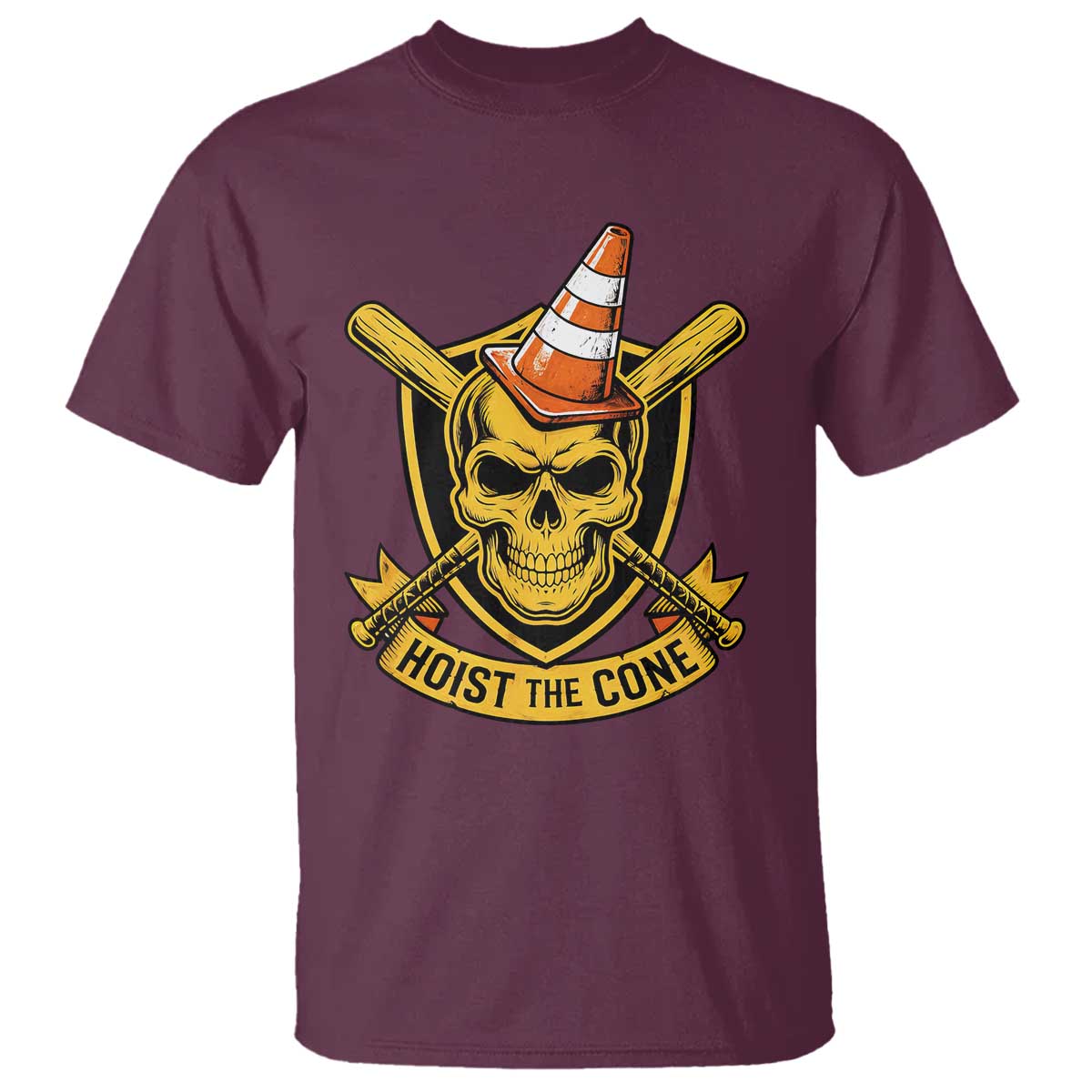 Funny Hoist The Cone Skull T Shirt IYKYK Meme Gritty Victory Celebration Sports Fan