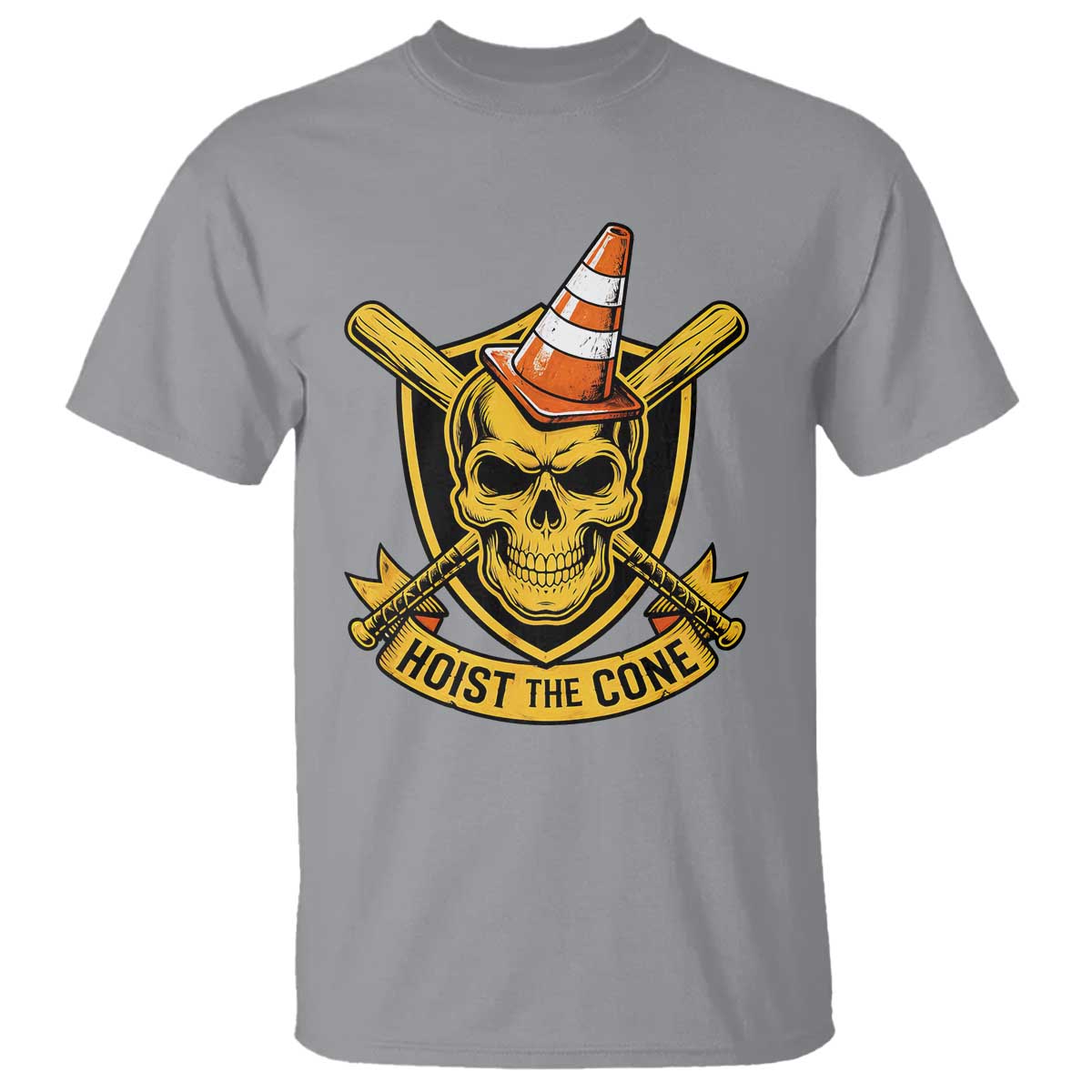 Funny Hoist The Cone Skull T Shirt IYKYK Meme Gritty Victory Celebration Sports Fan