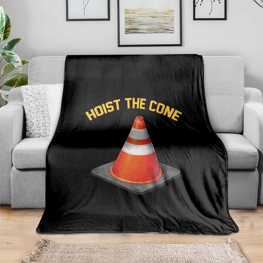 Vintage Hoist The Cone Victory Graphic Throw Blanket Funny Baseball Fan Pride Celebration IYKYK Meme
