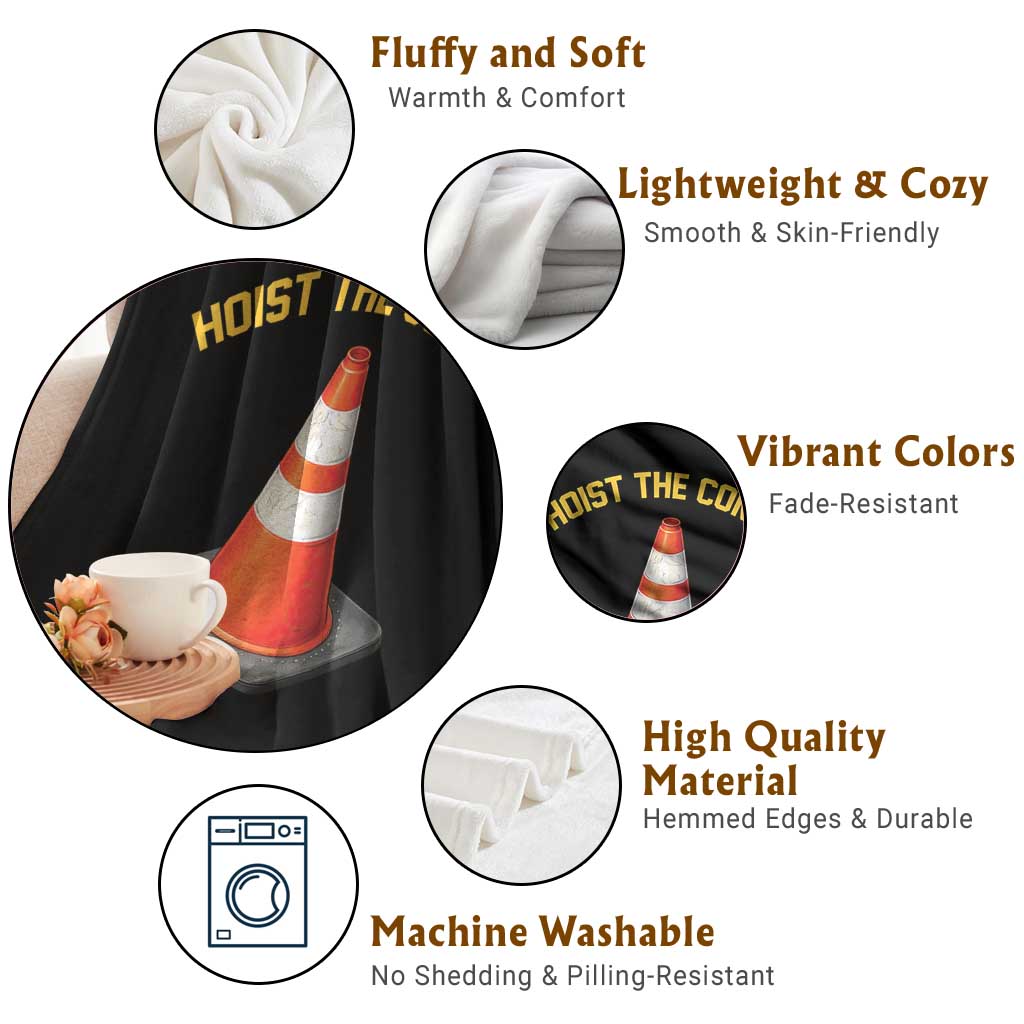 Vintage Hoist The Cone Victory Graphic Throw Blanket Funny Baseball Fan Pride Celebration IYKYK Meme