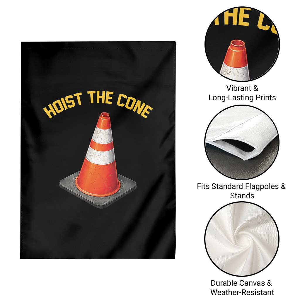 Vintage Hoist The Cone Victory Graphic Garden Flag Funny Baseball Fan Pride Celebration IYKYK Meme