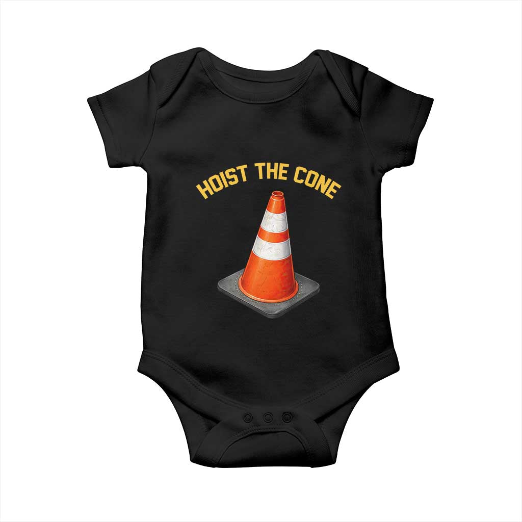 Vintage Hoist The Cone Victory Graphic Baby Onesie Funny Baseball Fan Pride Celebration IYKYK Meme