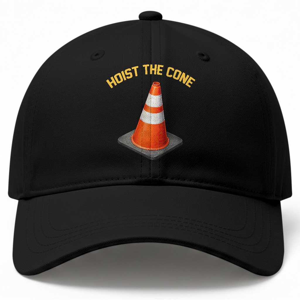 Vintage Hoist The Cone Victory Graphic Baseball Cap Funny Baseball Fan Pride Celebration IYKYK Meme