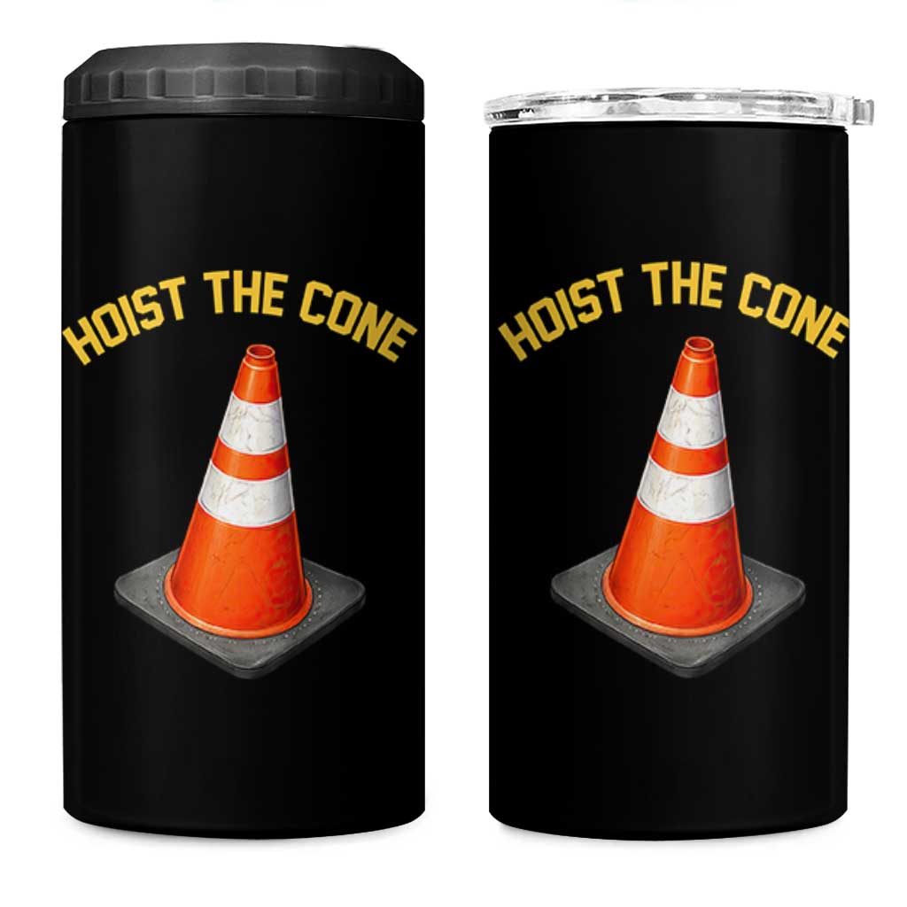 Vintage Hoist The Cone Victory Graphic 4 in 1 Can Cooler Tumbler Funny Baseball Fan Pride Celebration IYKYK Meme