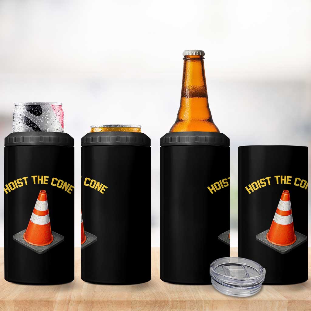 Vintage Hoist The Cone Victory Graphic 4 in 1 Can Cooler Tumbler Funny Baseball Fan Pride Celebration IYKYK Meme