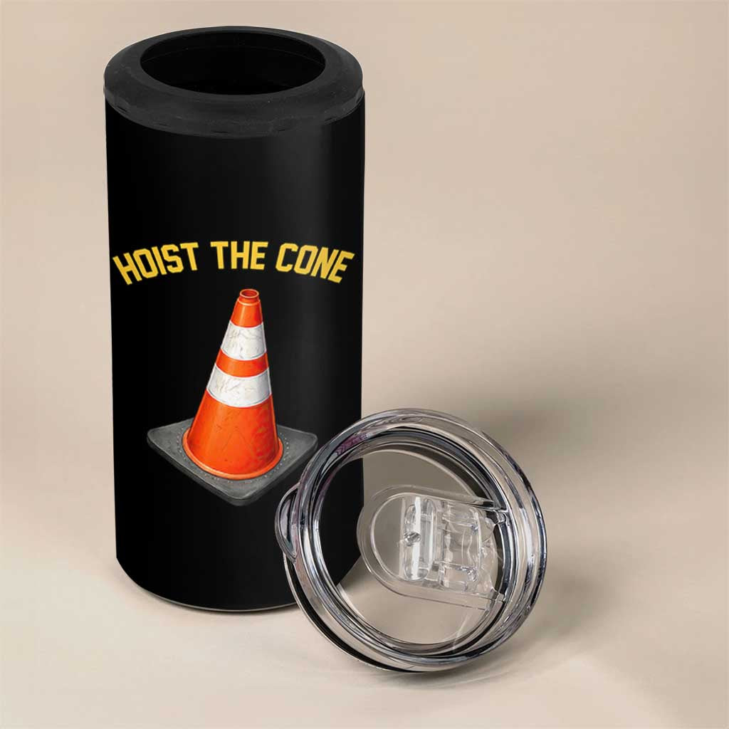 Vintage Hoist The Cone Victory Graphic 4 in 1 Can Cooler Tumbler Funny Baseball Fan Pride Celebration IYKYK Meme