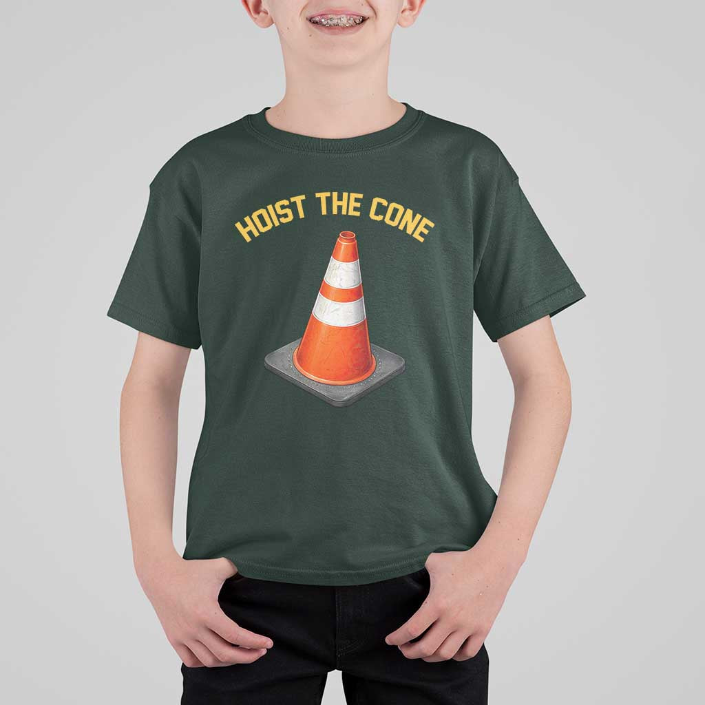 Vintage Hoist The Cone Victory Graphic T Shirt For Kid Funny Baseball Fan Pride Celebration IYKYK Meme
