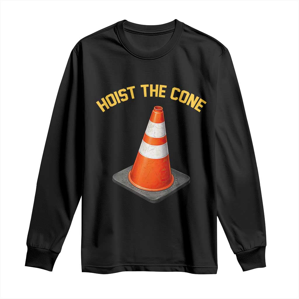 Vintage Hoist The Cone Victory Graphic Long Sleeve Shirt Funny Baseball Fan Pride Celebration IYKYK Meme