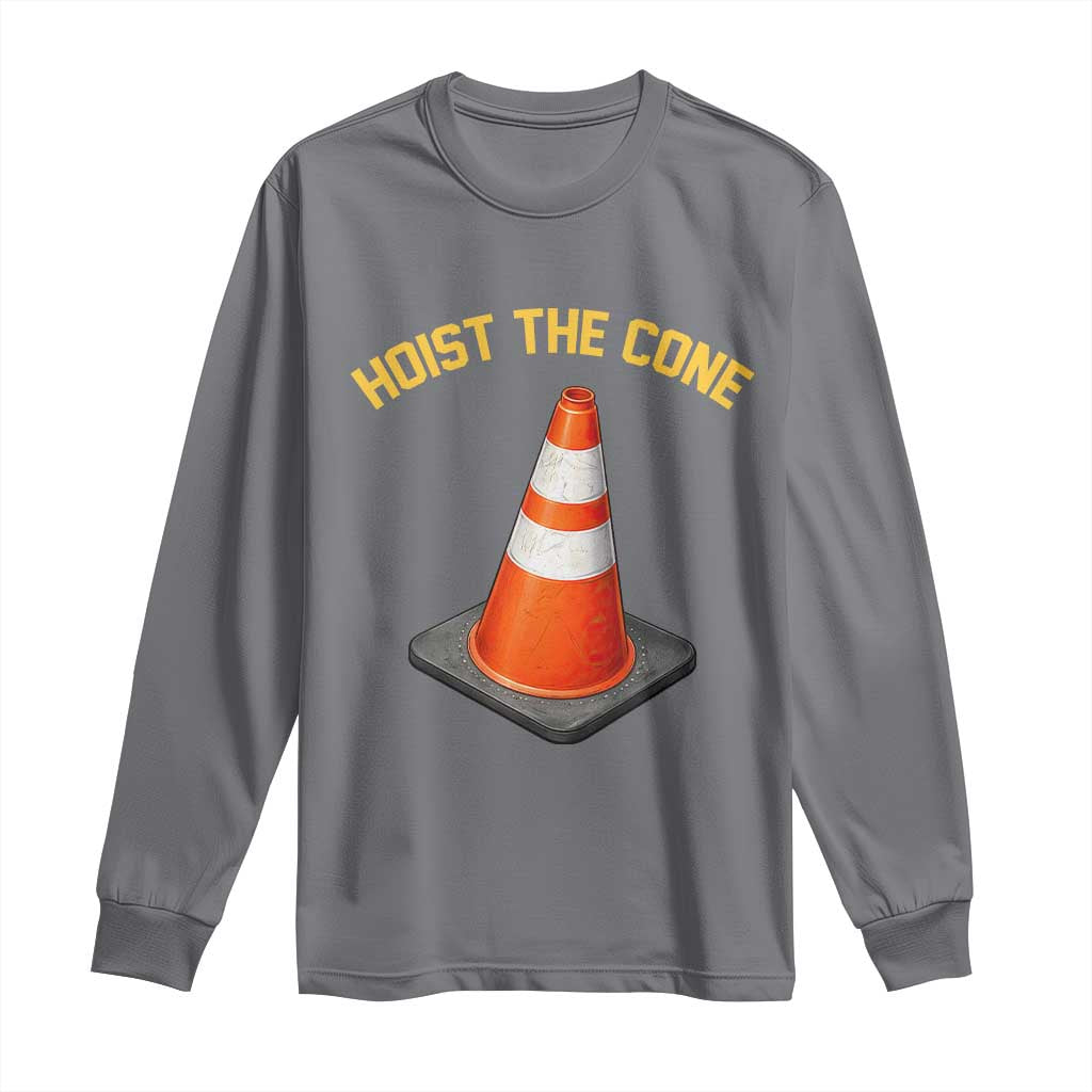 Vintage Hoist The Cone Victory Graphic Long Sleeve Shirt Funny Baseball Fan Pride Celebration IYKYK Meme