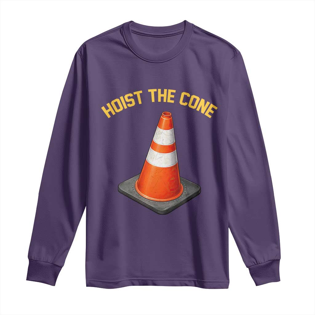 Vintage Hoist The Cone Victory Graphic Long Sleeve Shirt Funny Baseball Fan Pride Celebration IYKYK Meme