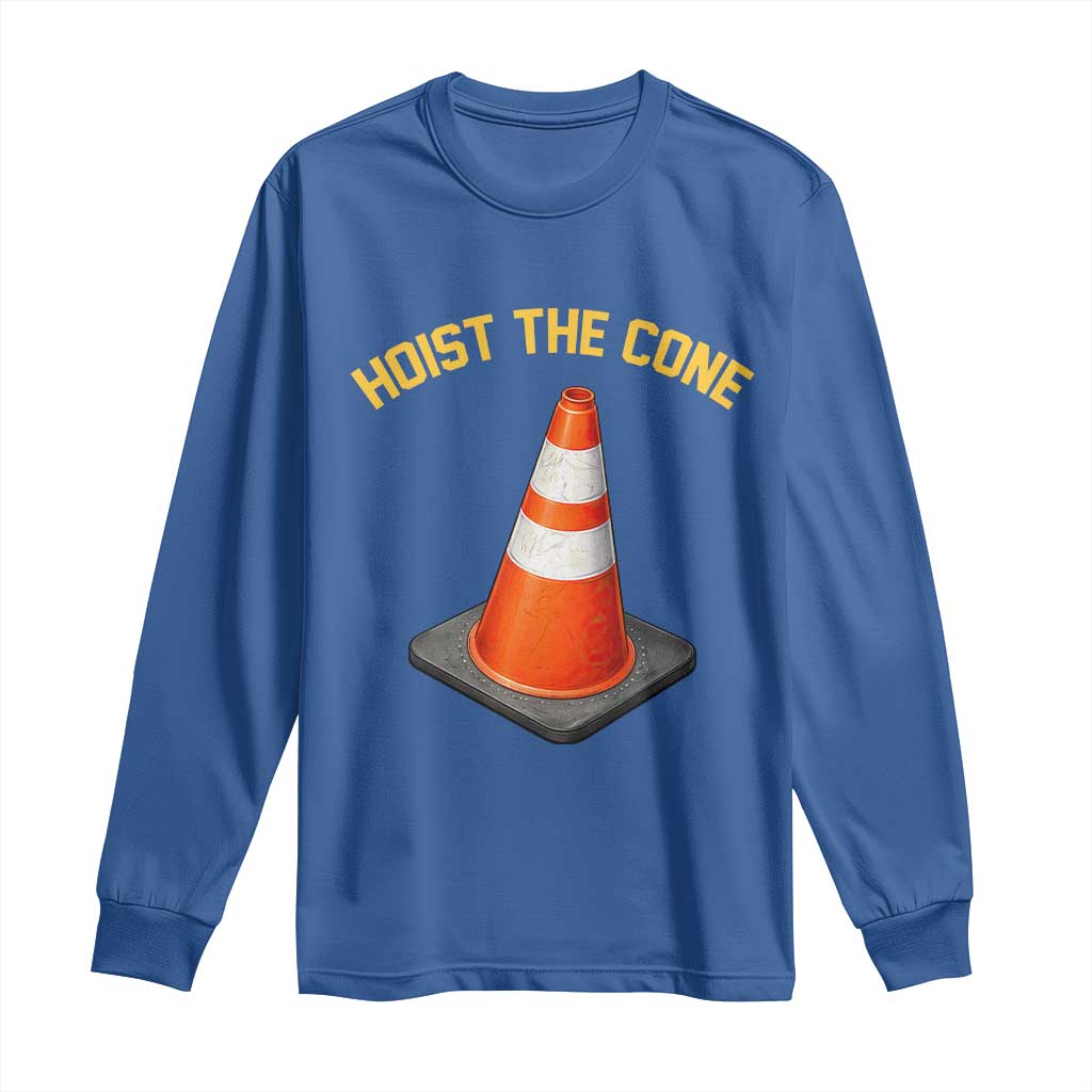 Vintage Hoist The Cone Victory Graphic Long Sleeve Shirt Funny Baseball Fan Pride Celebration IYKYK Meme