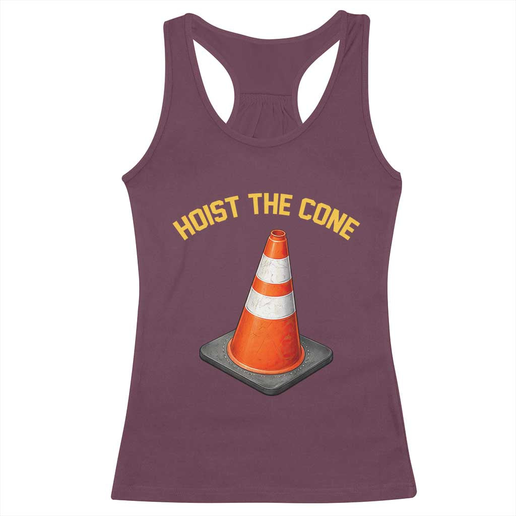 Vintage Hoist The Cone Victory Graphic Racerback Tank Top Funny Baseball Fan Pride Celebration IYKYK Meme