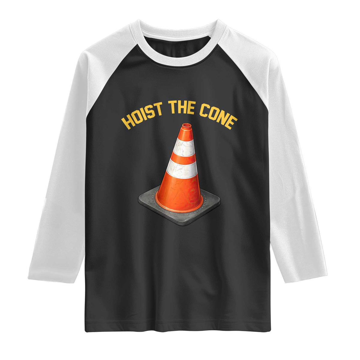 Vintage Hoist The Cone Victory Graphic Raglan Shirt Funny Baseball Fan Pride Celebration IYKYK Meme