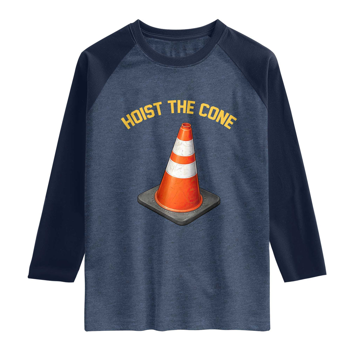 Vintage Hoist The Cone Victory Graphic Raglan Shirt Funny Baseball Fan Pride Celebration IYKYK Meme