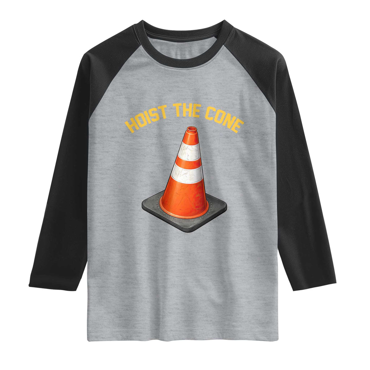 Vintage Hoist The Cone Victory Graphic Raglan Shirt Funny Baseball Fan Pride Celebration IYKYK Meme
