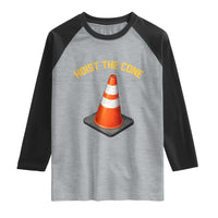 Vintage Hoist The Cone Victory Graphic Raglan Shirt Funny Baseball Fan Pride Celebration IYKYK Meme