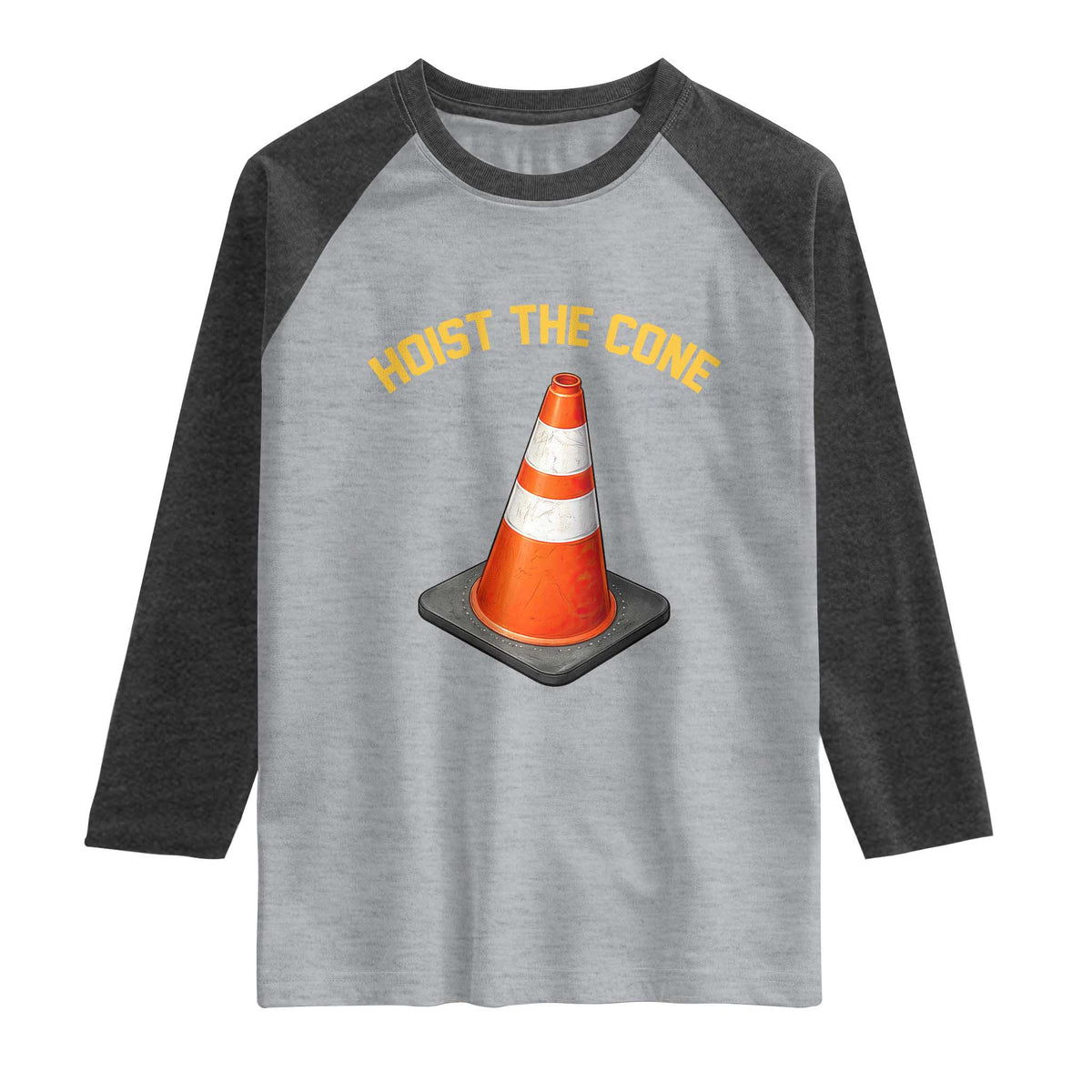 Vintage Hoist The Cone Victory Graphic Raglan Shirt Funny Baseball Fan Pride Celebration IYKYK Meme