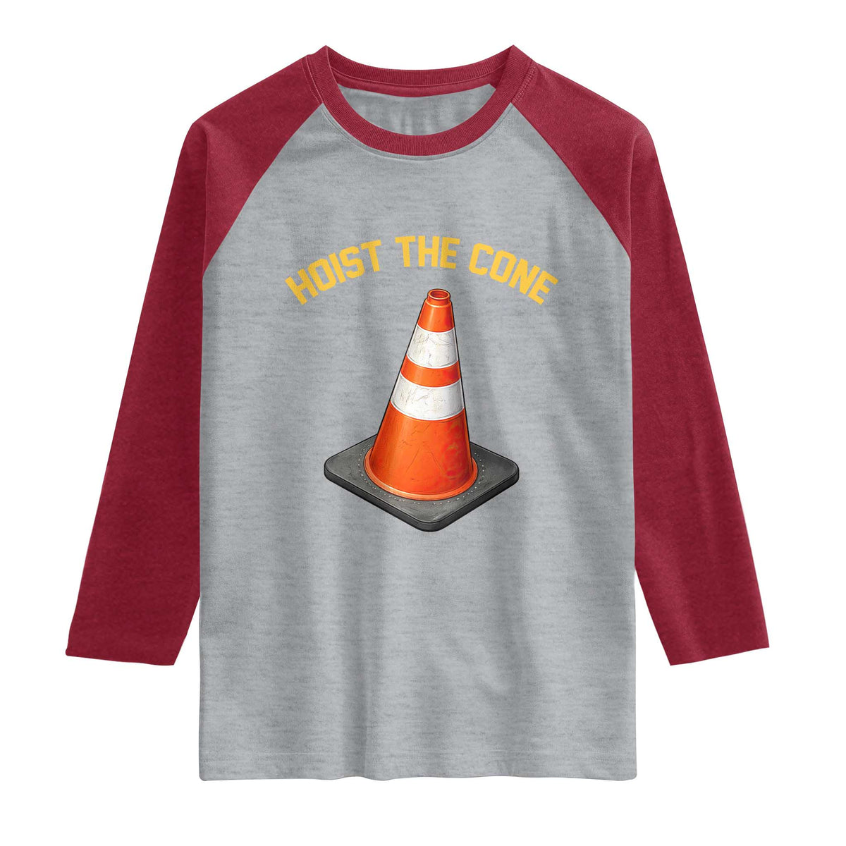 Vintage Hoist The Cone Victory Graphic Raglan Shirt Funny Baseball Fan Pride Celebration IYKYK Meme