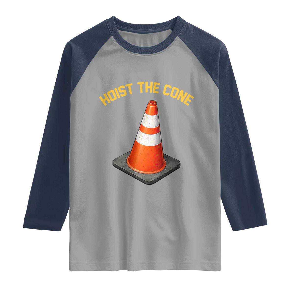 Vintage Hoist The Cone Victory Graphic Raglan Shirt Funny Baseball Fan Pride Celebration IYKYK Meme