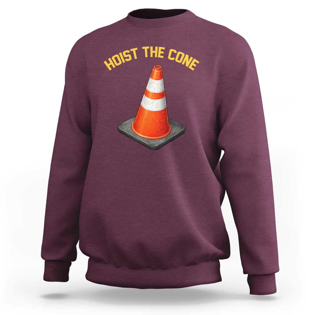 Vintage Hoist The Cone Victory Graphic Sweatshirt Funny Baseball Fan Pride Celebration IYKYK Meme