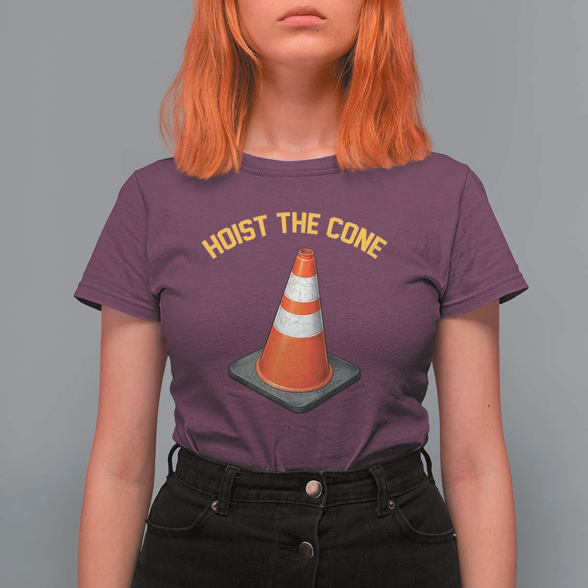 Vintage Hoist The Cone Victory Graphic T Shirt For Women Funny Baseball Fan Pride Celebration IYKYK Meme