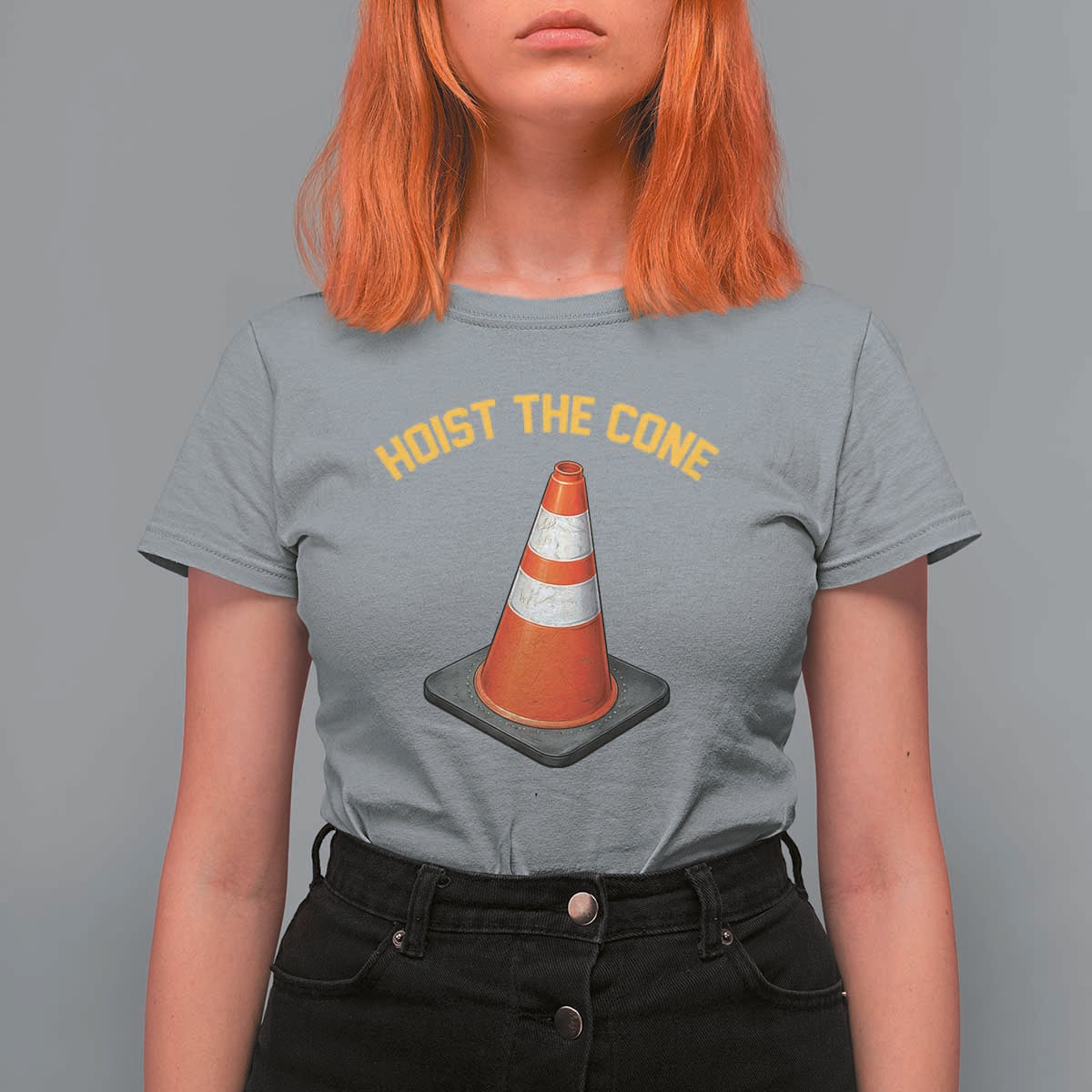 Vintage Hoist The Cone Victory Graphic T Shirt For Women Funny Baseball Fan Pride Celebration IYKYK Meme