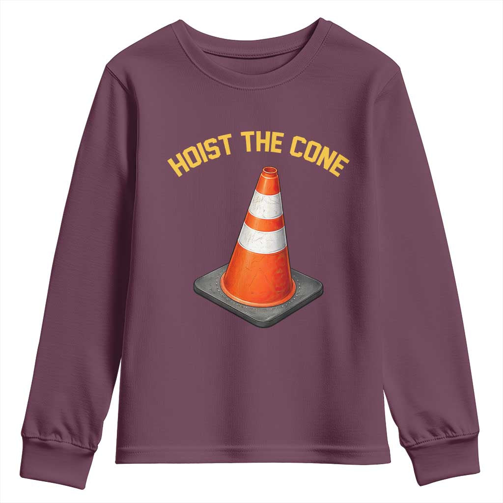 Vintage Hoist The Cone Victory Graphic Youth Sweatshirt Funny Baseball Fan Pride Celebration IYKYK Meme