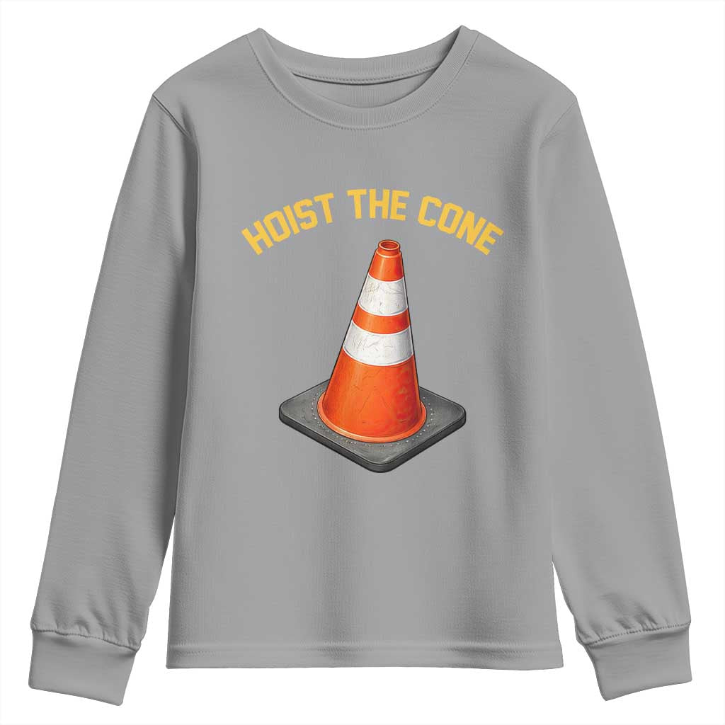 Vintage Hoist The Cone Victory Graphic Youth Sweatshirt Funny Baseball Fan Pride Celebration IYKYK Meme