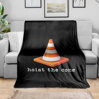 Minimalist Hoist The Cone Typography Throw Blanket Funny Baseball Fan Pride Celebration IYKYK Meme