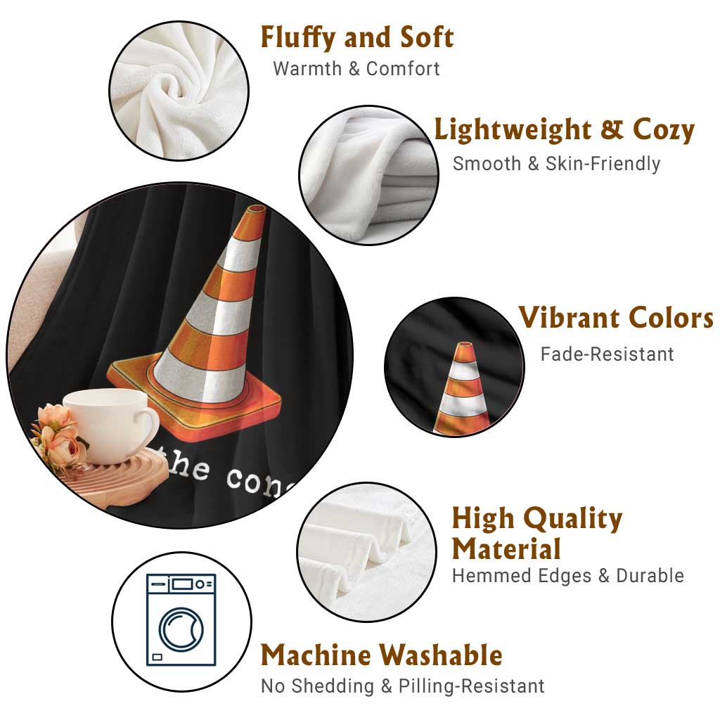 Minimalist Hoist The Cone Typography Throw Blanket Funny Baseball Fan Pride Celebration IYKYK Meme