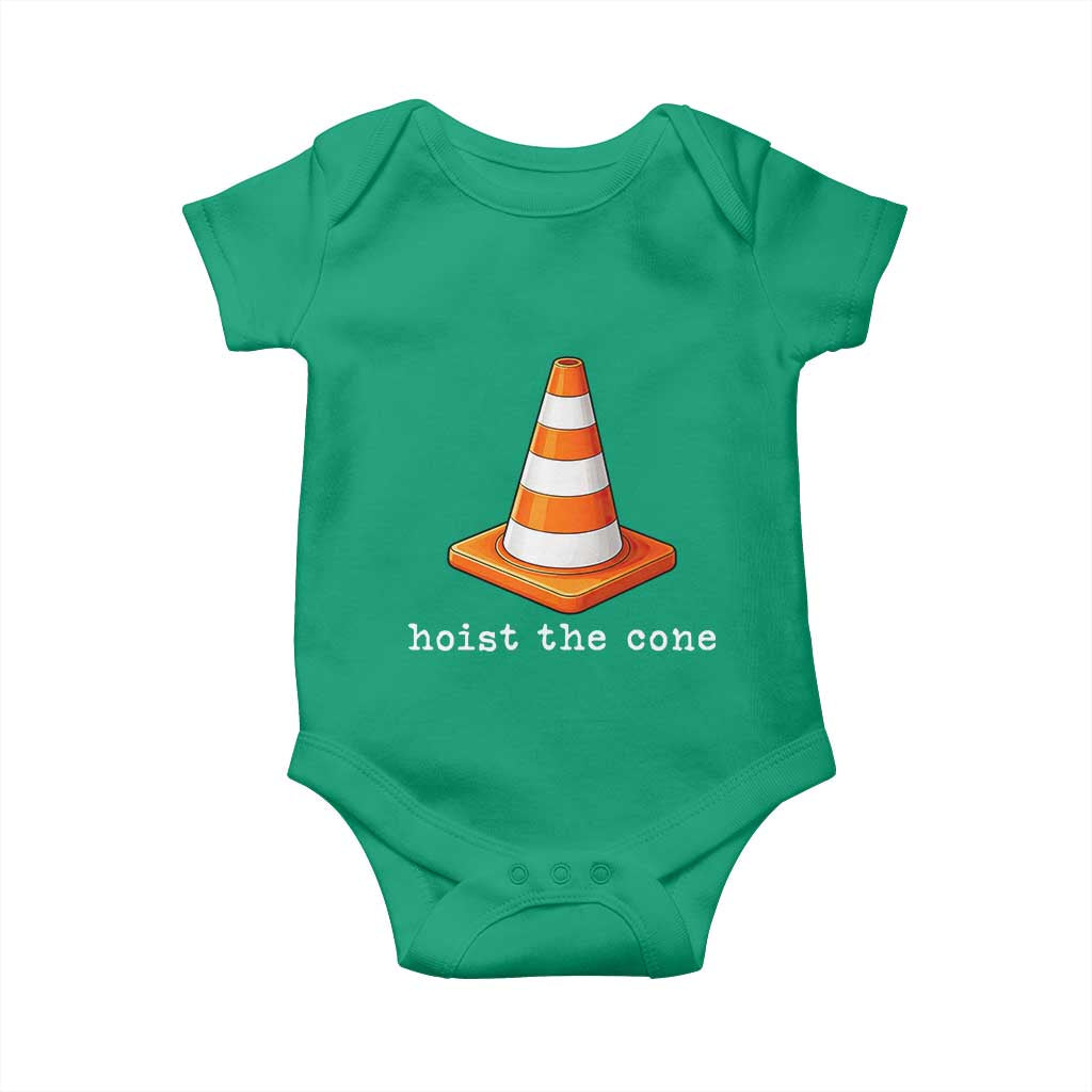 Minimalist Hoist The Cone Typography Baby Onesie Funny Baseball Fan Pride Celebration IYKYK Meme