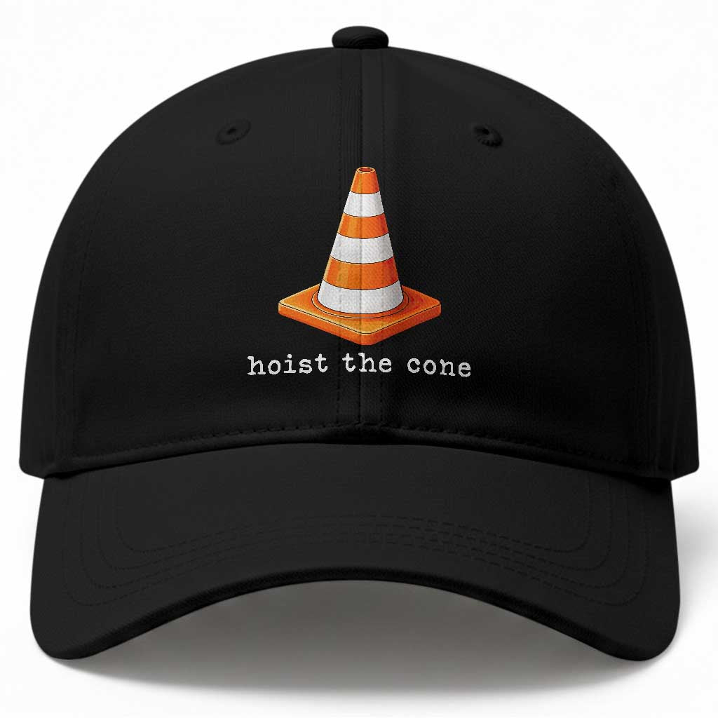 Minimalist Hoist The Cone Typography Baseball Cap Funny Baseball Fan Pride Celebration IYKYK Meme