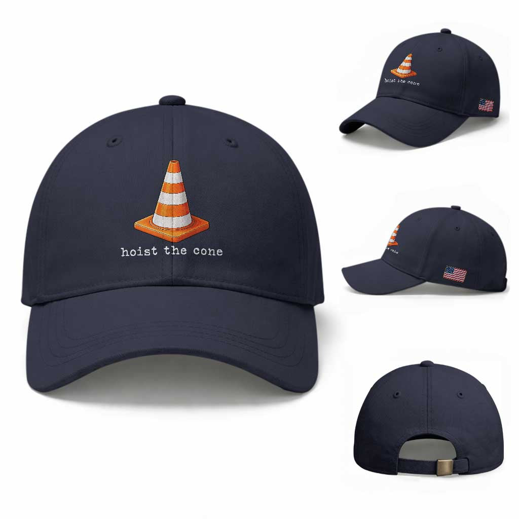 Minimalist Hoist The Cone Typography Baseball Cap Funny Baseball Fan Pride Celebration IYKYK Meme