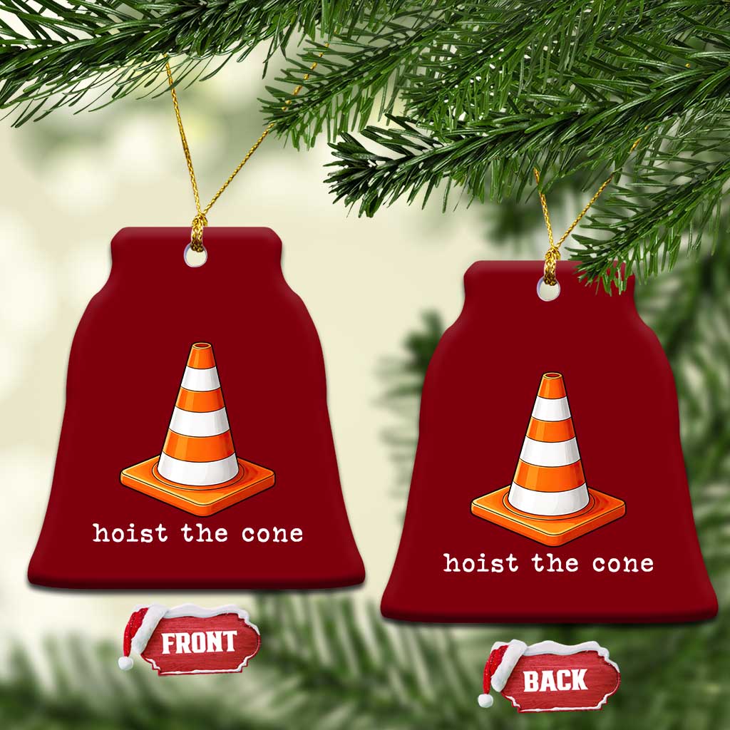 Minimalist Hoist The Cone Typography Ceramic Ornament Funny Baseball Fan Pride Celebration IYKYK Meme