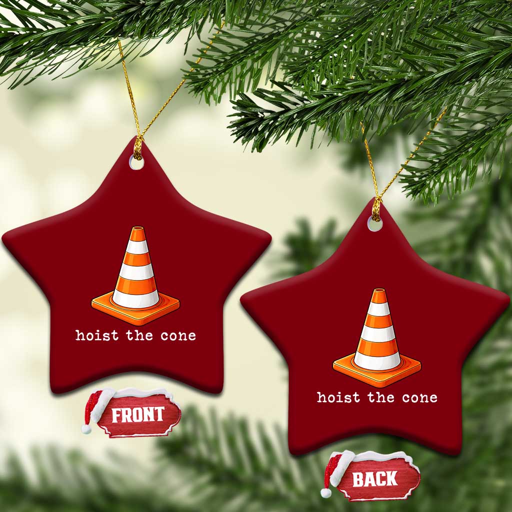 Minimalist Hoist The Cone Typography Ceramic Ornament Funny Baseball Fan Pride Celebration IYKYK Meme