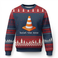 Minimalist Hoist The Cone Typography Ugly Christmas Sweater Funny Baseball Fan Pride Celebration IYKYK Meme
