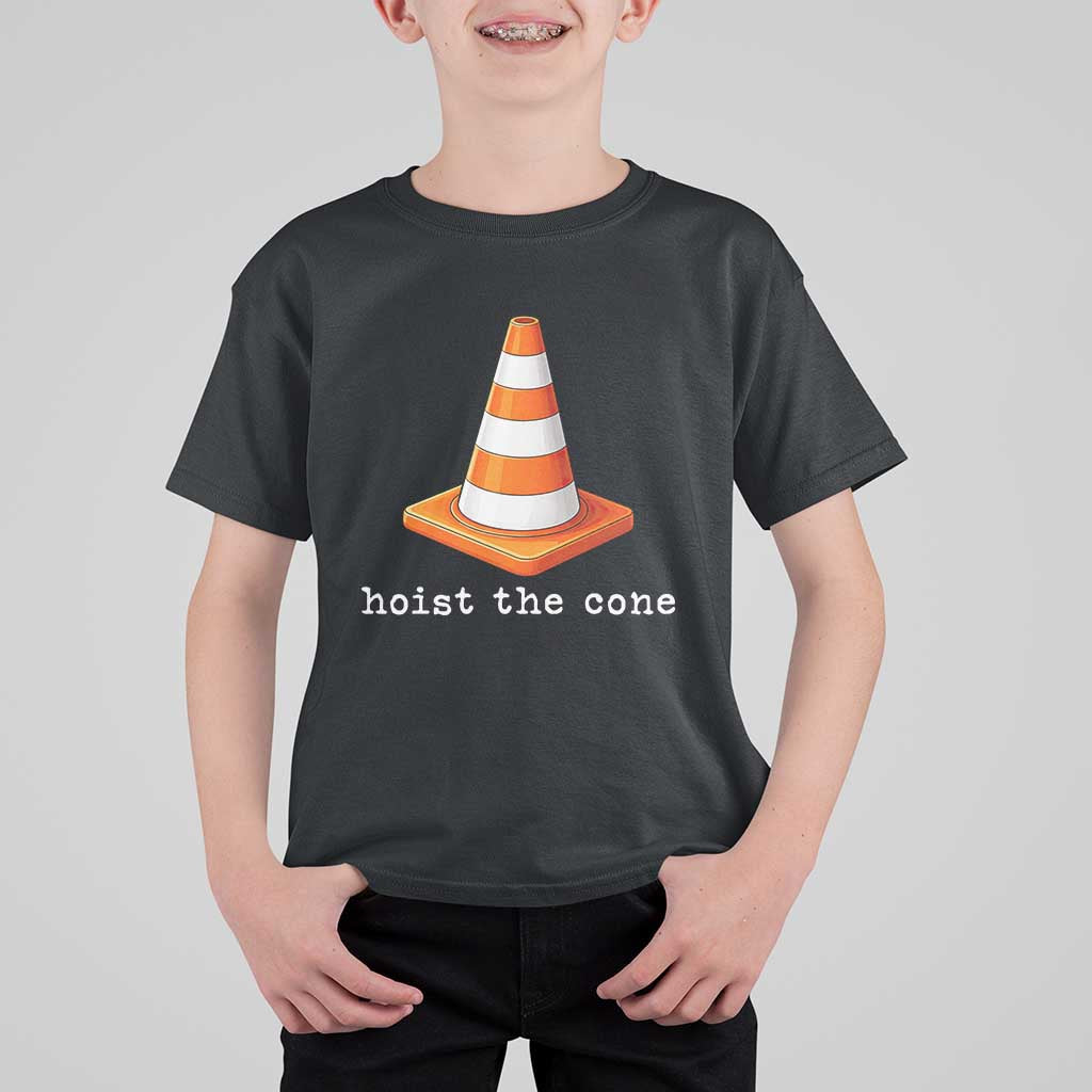 Minimalist Hoist The Cone Typography T Shirt For Kid Funny Baseball Fan Pride Celebration IYKYK Meme
