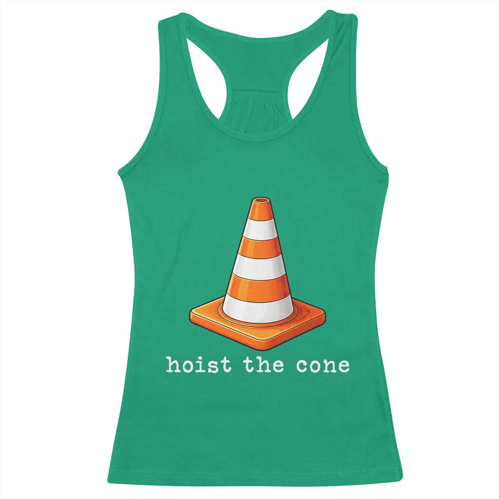 Minimalist Hoist The Cone Typography Racerback Tank Top Funny Baseball Fan Pride Celebration IYKYK Meme