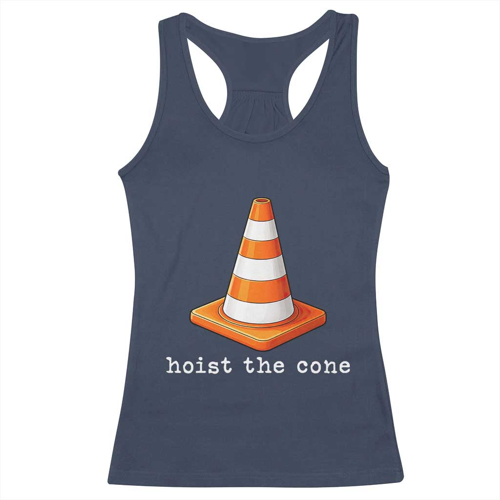 Minimalist Hoist The Cone Typography Racerback Tank Top Funny Baseball Fan Pride Celebration IYKYK Meme