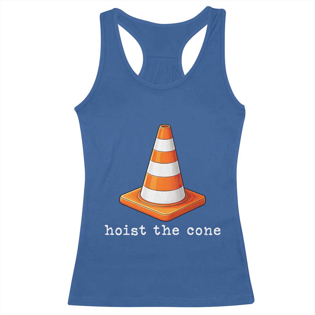 Minimalist Hoist The Cone Typography Racerback Tank Top Funny Baseball Fan Pride Celebration IYKYK Meme