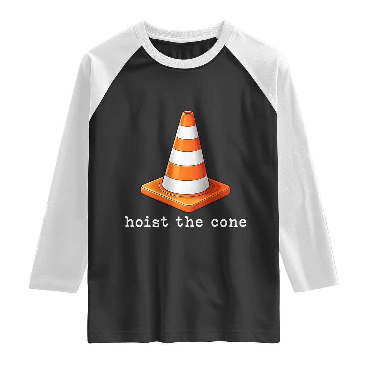 Minimalist Hoist The Cone Typography Raglan Shirt Funny Baseball Fan Pride Celebration IYKYK Meme