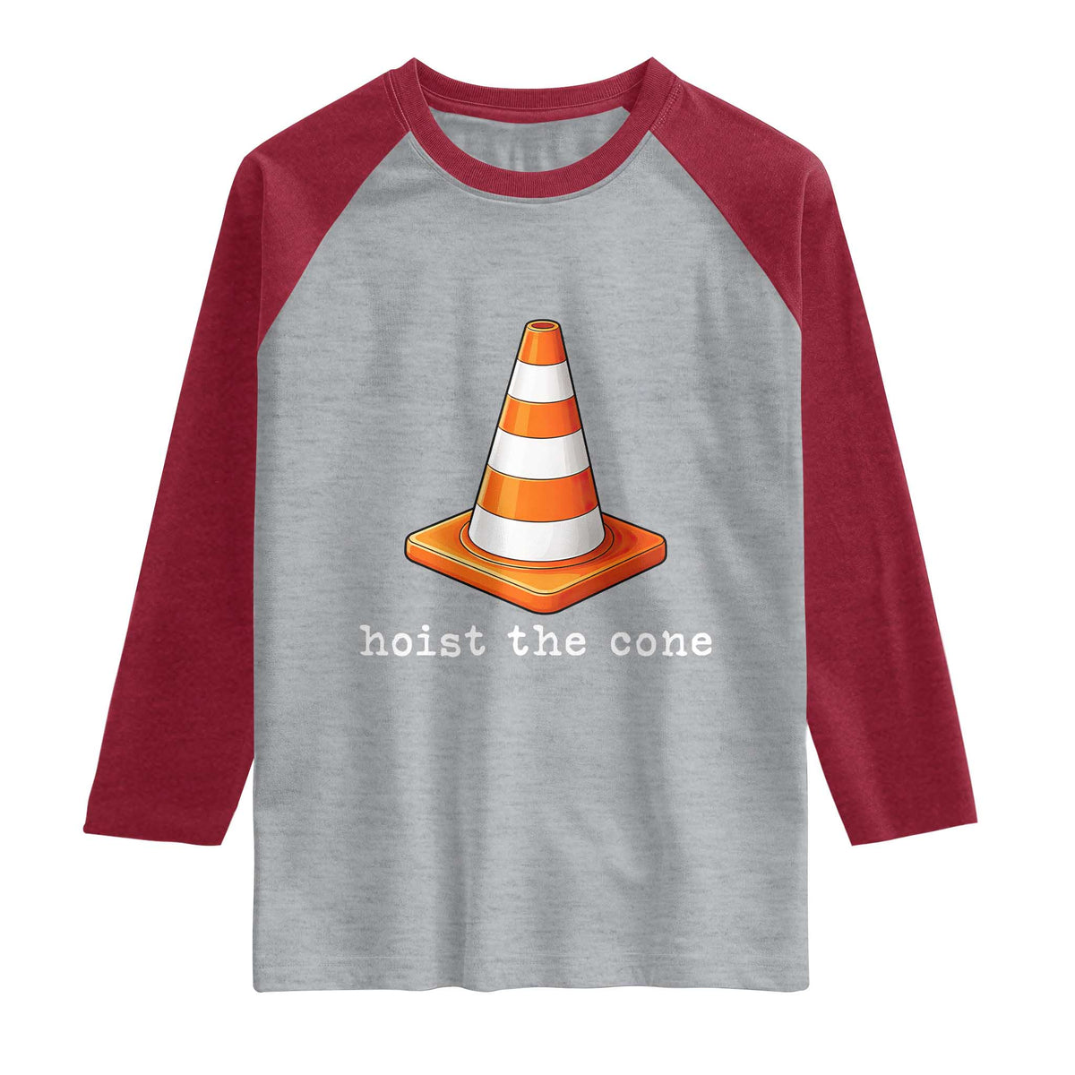 Minimalist Hoist The Cone Typography Raglan Shirt Funny Baseball Fan Pride Celebration IYKYK Meme