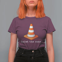 Minimalist Hoist The Cone Typography T Shirt For Women Funny Baseball Fan Pride Celebration IYKYK Meme