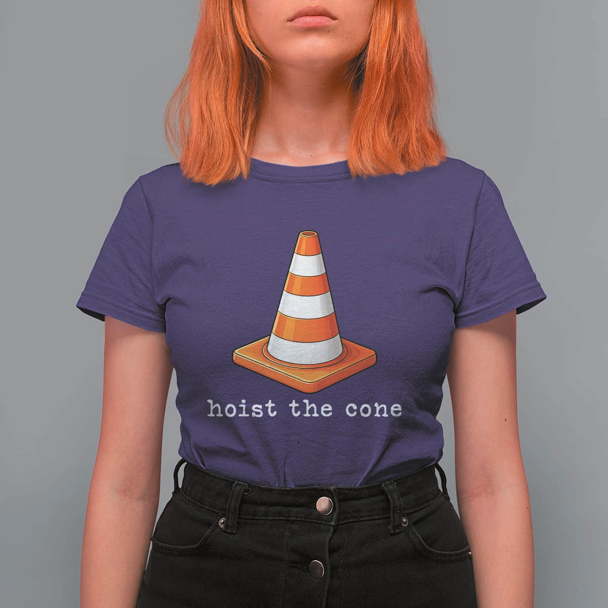 Minimalist Hoist The Cone Typography T Shirt For Women Funny Baseball Fan Pride Celebration IYKYK Meme