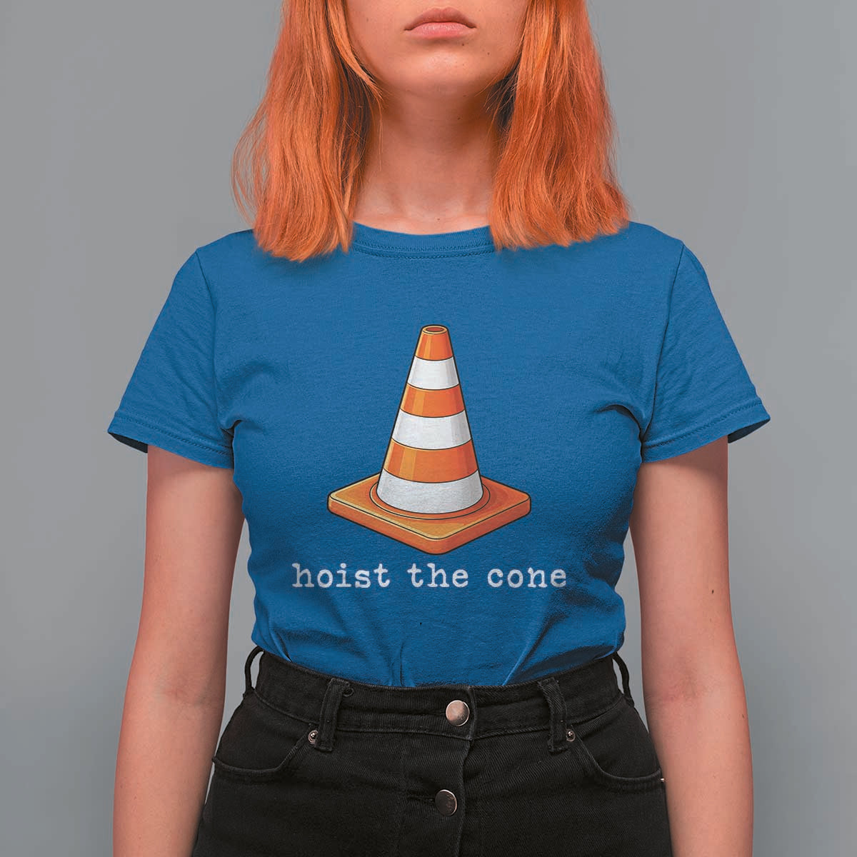 Minimalist Hoist The Cone Typography T Shirt For Women Funny Baseball Fan Pride Celebration IYKYK Meme