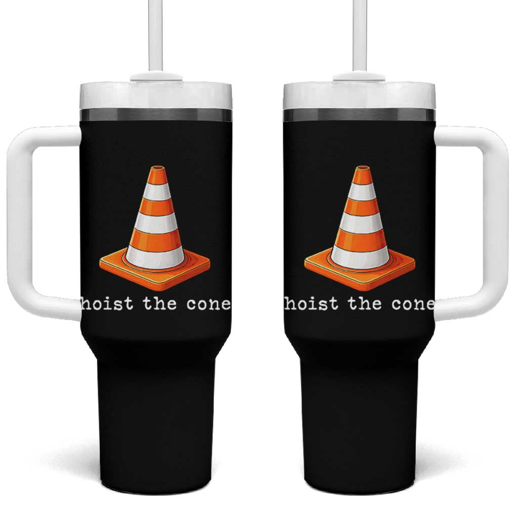 Minimalist Hoist The Cone Typography Tumbler With Handle Funny Baseball Fan Pride Celebration IYKYK Meme