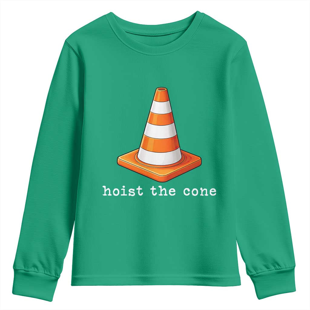 Minimalist Hoist The Cone Typography Youth Sweatshirt Funny Baseball Fan Pride Celebration IYKYK Meme