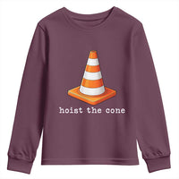 Minimalist Hoist The Cone Typography Youth Sweatshirt Funny Baseball Fan Pride Celebration IYKYK Meme